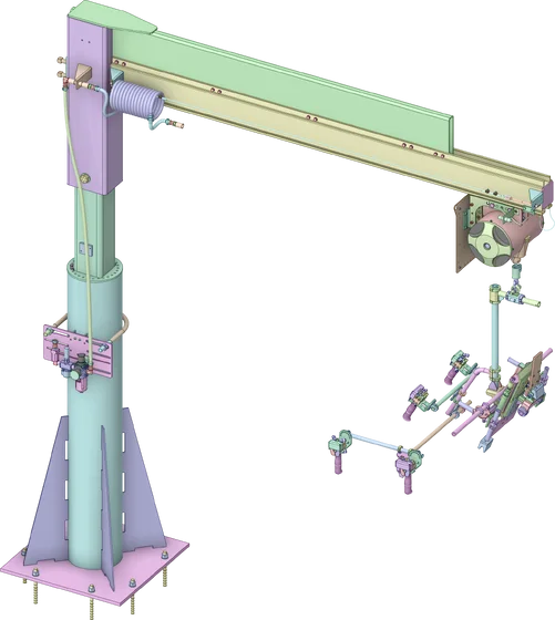 Jib crane with custom lift fixture structural model preview